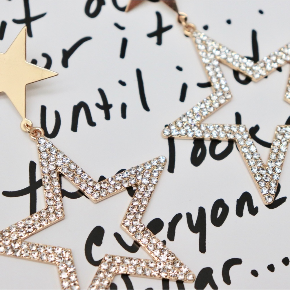 Glam Star Earrings with Rhinestones NWT